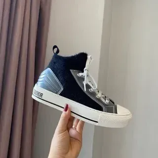 Dior B23 Navy Fuzzy High-Top Lifestyle Sneakers