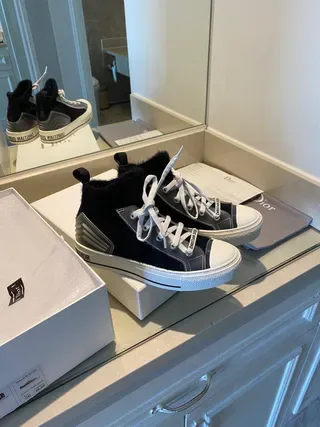 Dior B23 Navy Fuzzy High-Top Lifestyle Sneakers 5