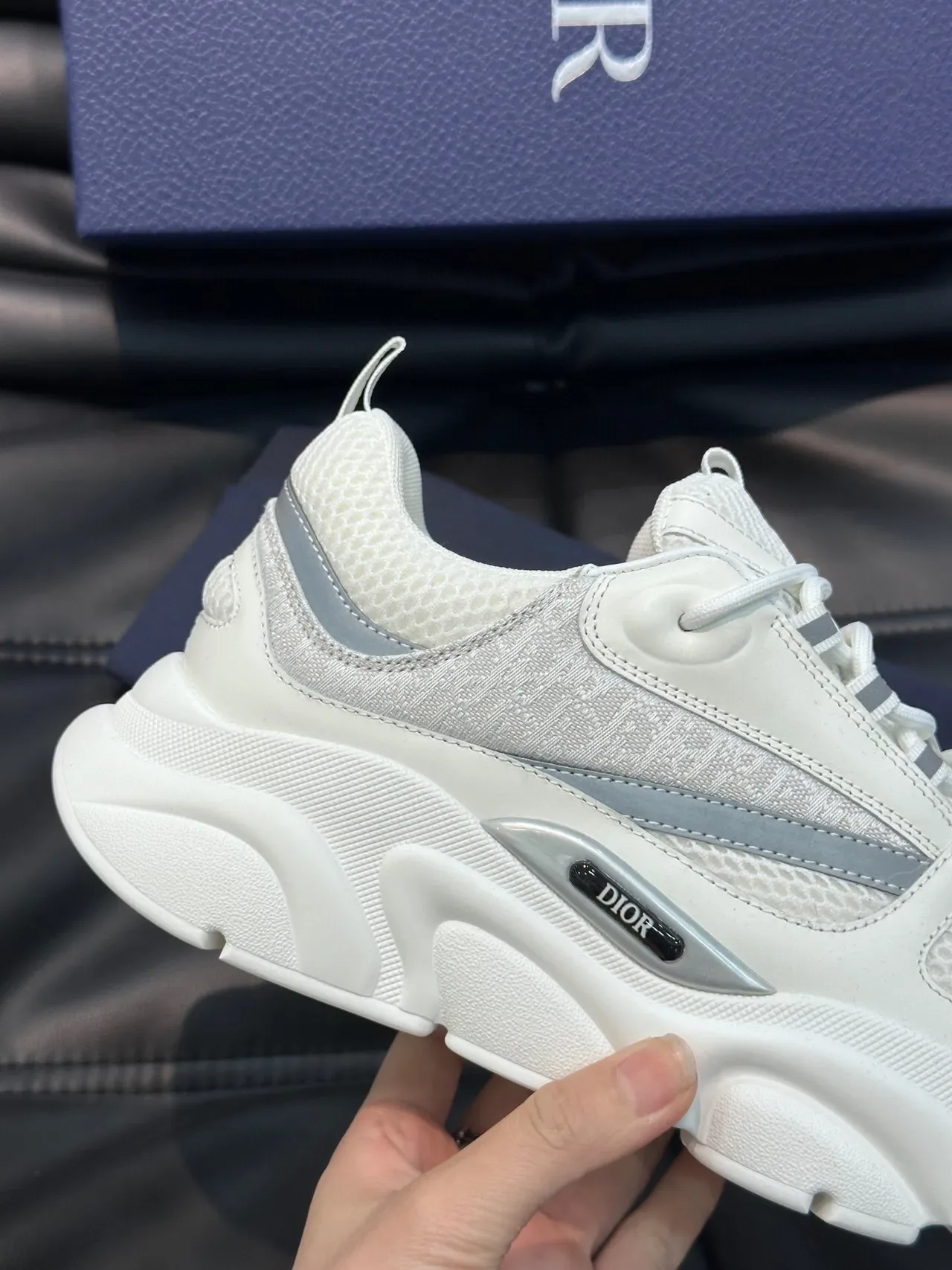 Dior B23 White and Gray Chunky Sneakers 6