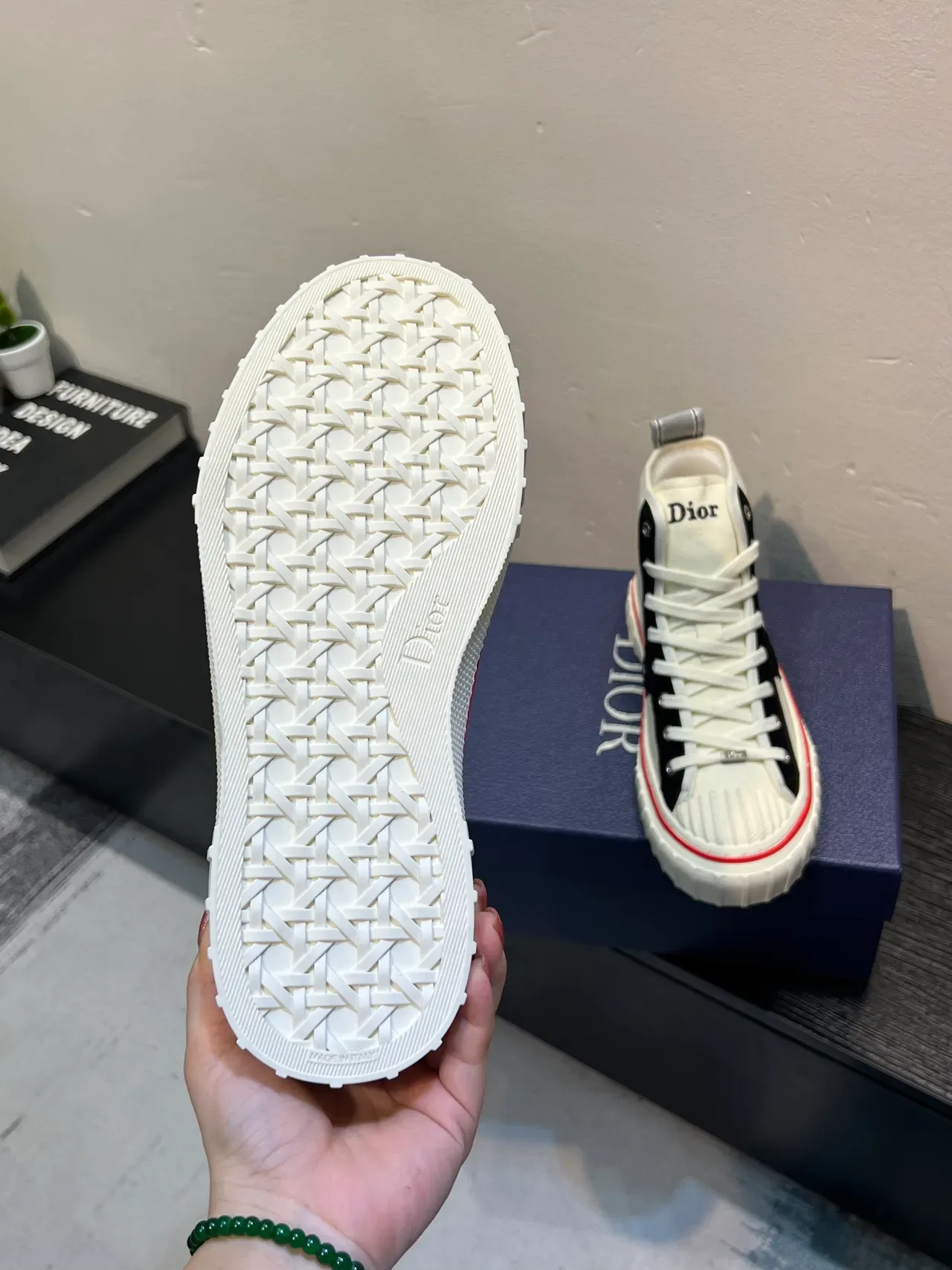 Dior B23 White Black High-Top Canvas Upper Lifestyle Sneakers 9