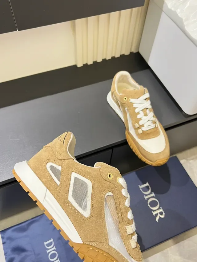 Dior B27 Beige and White Suede Lifestyle Sneakers 4
