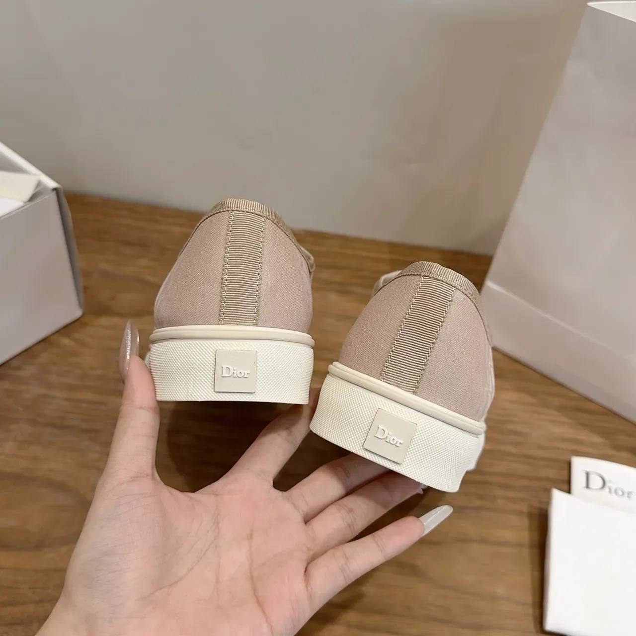 Dior B27 Beige Monogram Canvas Sneakers Lifestyle 2