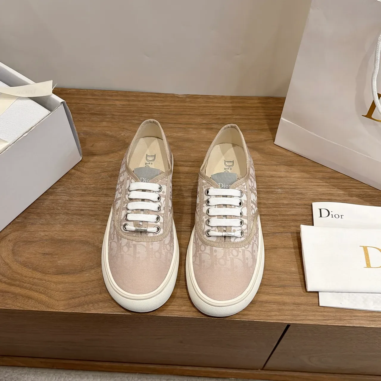 Dior B27 Beige Monogram Canvas Sneakers Lifestyle 5