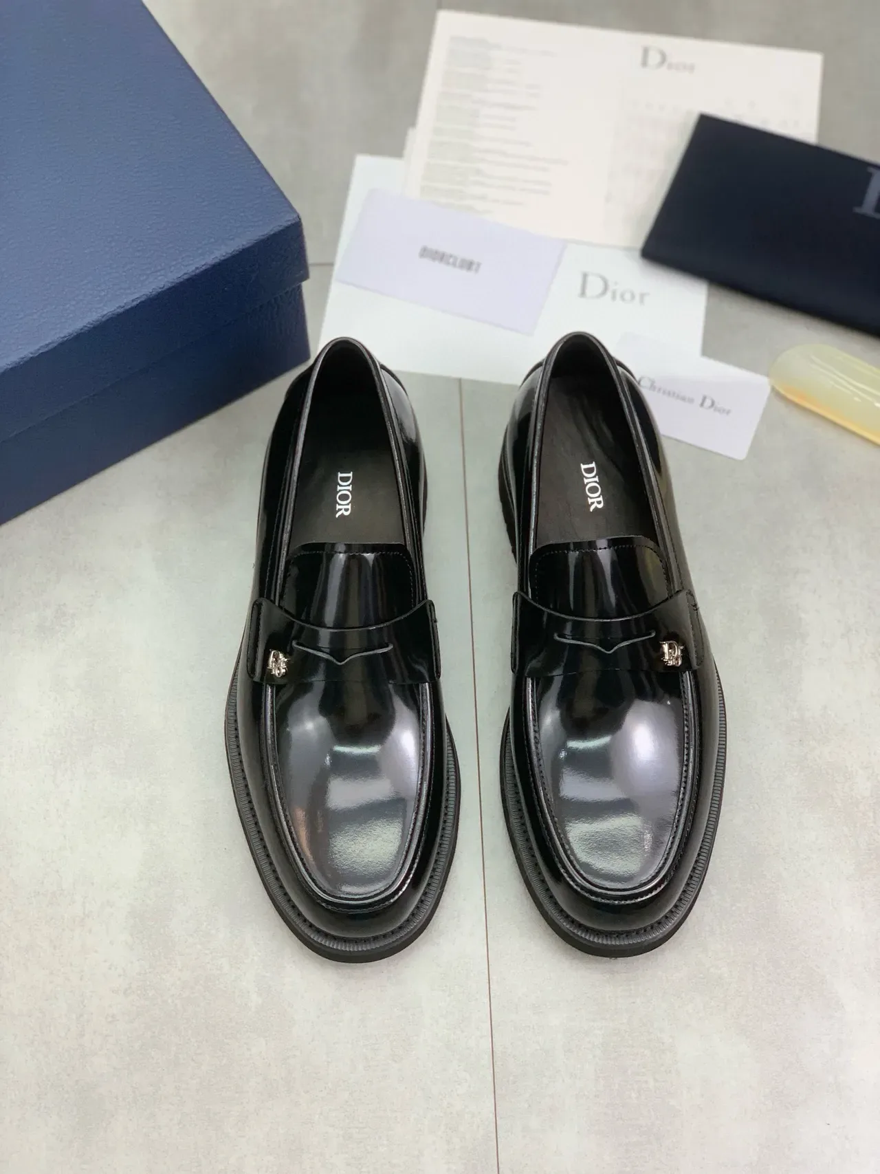Dior B27 Black Silver Patent Leather Penny Loafer 5