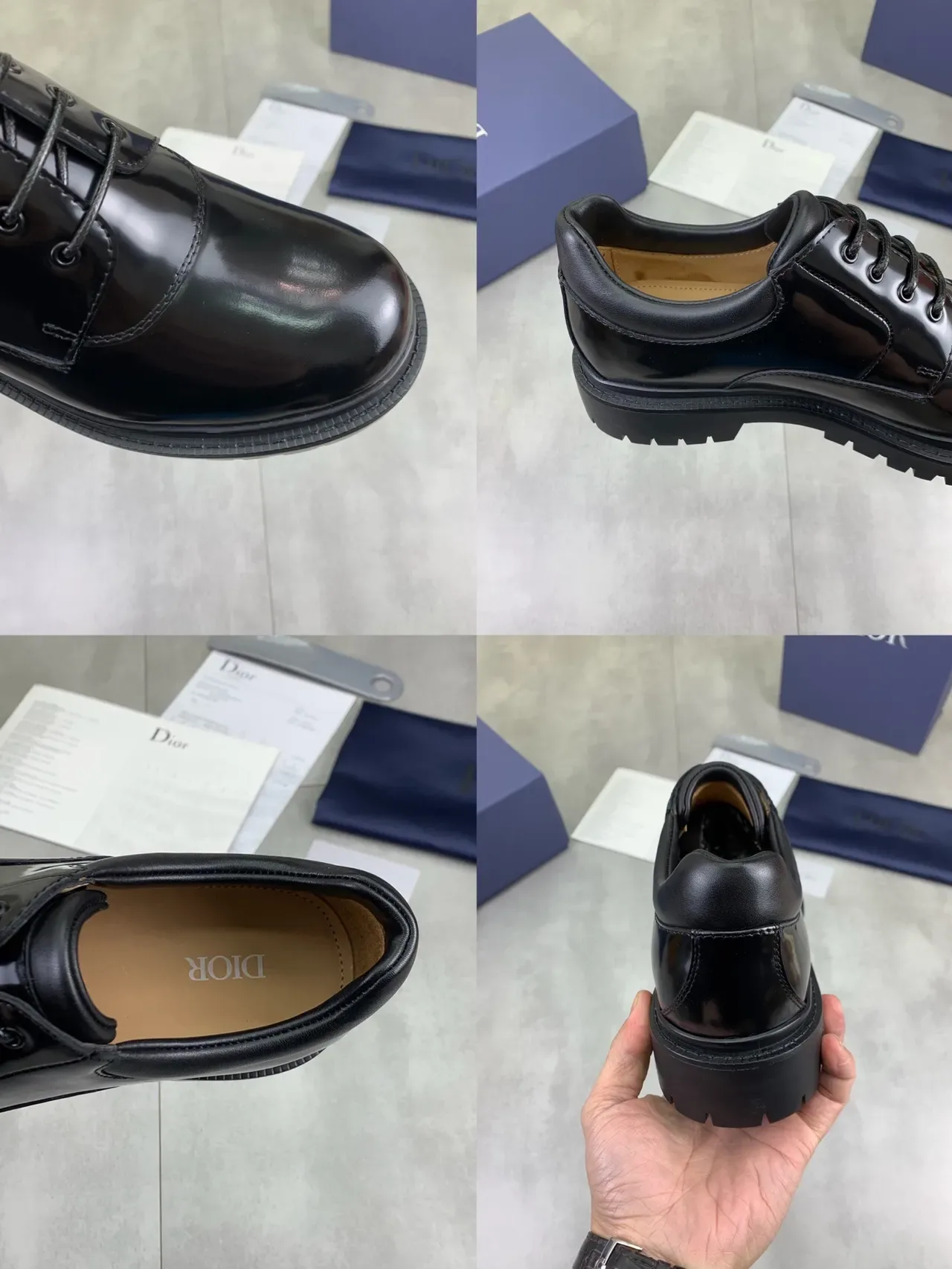 Dior B27 Zapatos Oxford Negro Brillante Punta Cap-Toe Suela Lug 2