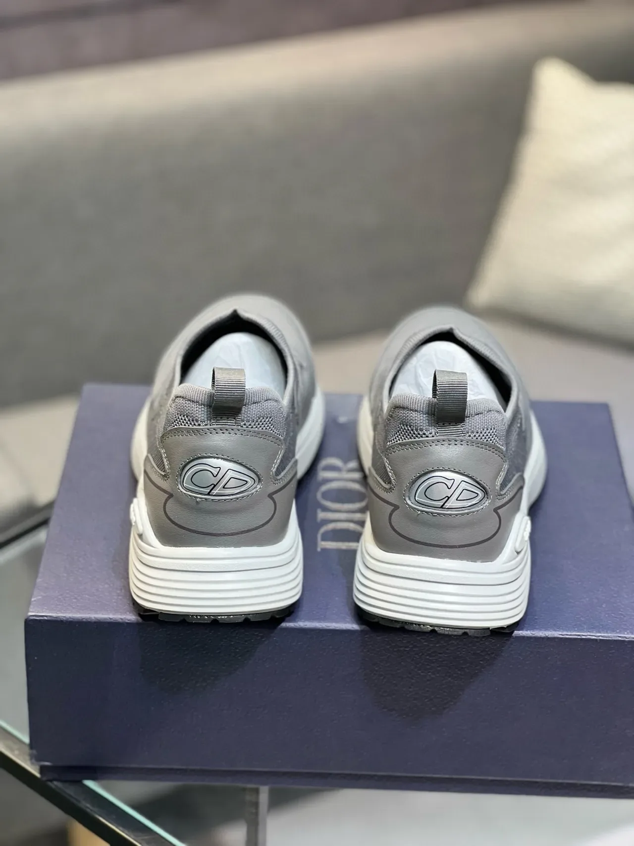 Dior B27 Gray Knit Slip-On Lifestyle Sneakers 2