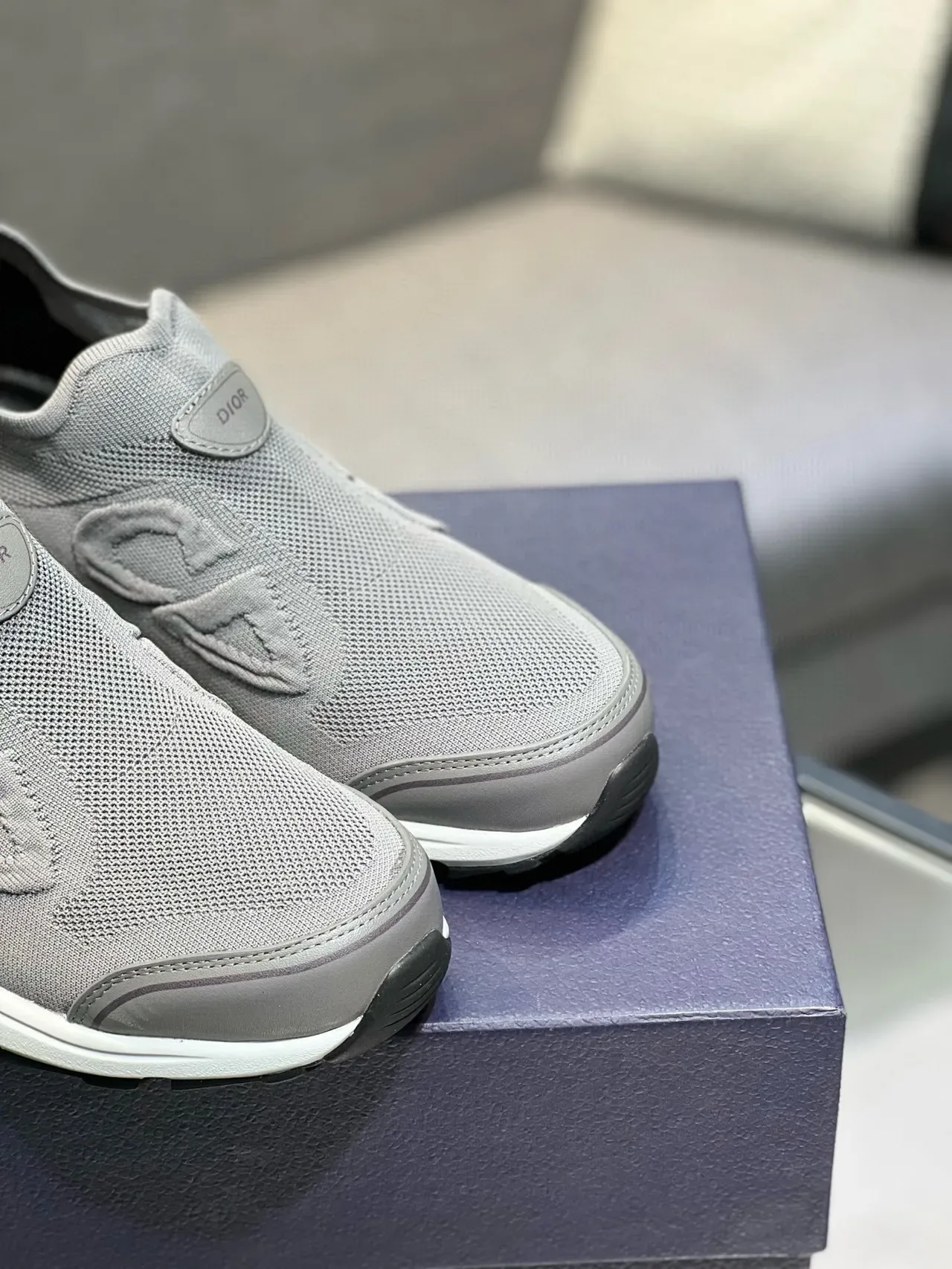 Dior B27 Gray Knit Slip-On Lifestyle Sneakers 5