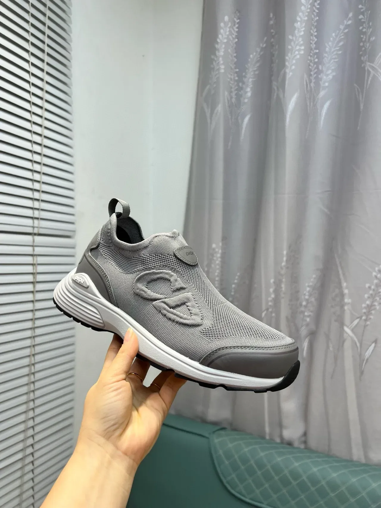 Dior B27 Gray Knit Slip-On Lifestyle Sneakers 6