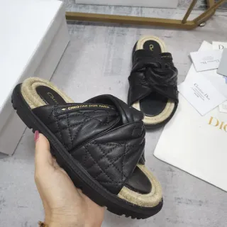 Dior B27 Quilted Leather Twisted Knot Slippers