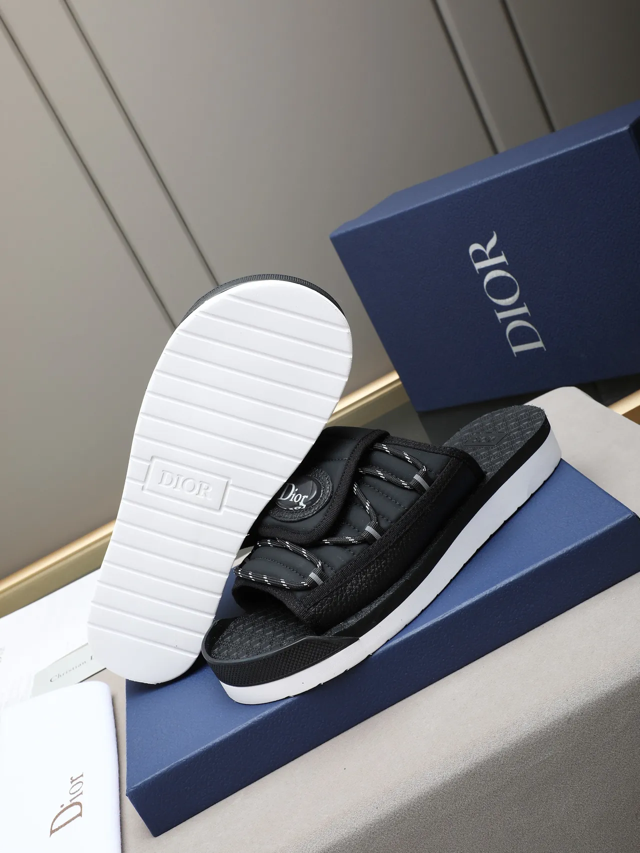 Dior B27 Quilted Strap Brown and Black Slipper 8