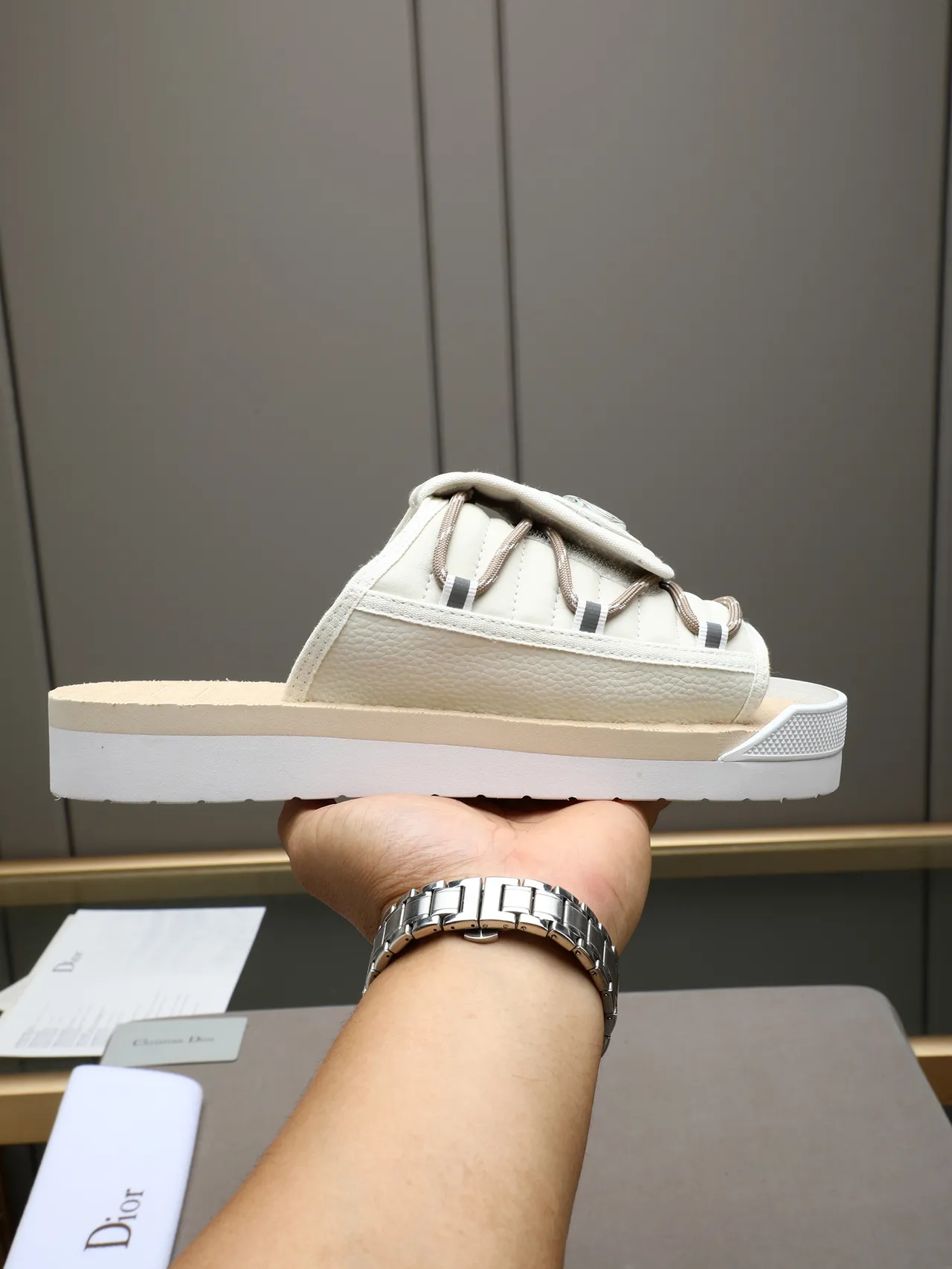 Dior B27 Quilted Strap Brown and Black Slipper 9