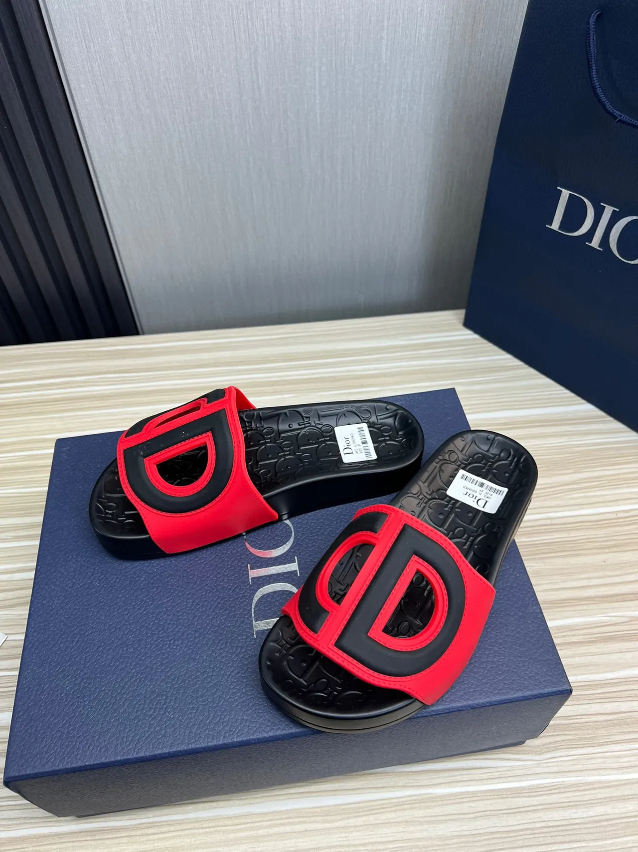 Dior B27 Slide Red and Black Slippers 2