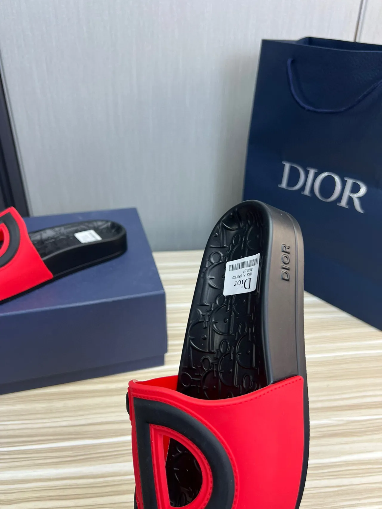 Dior B27 Slide Red and Black Slippers 4