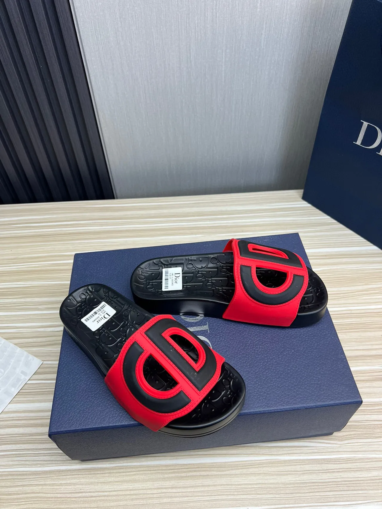 Dior B27 Slide Red and Black Slippers 6