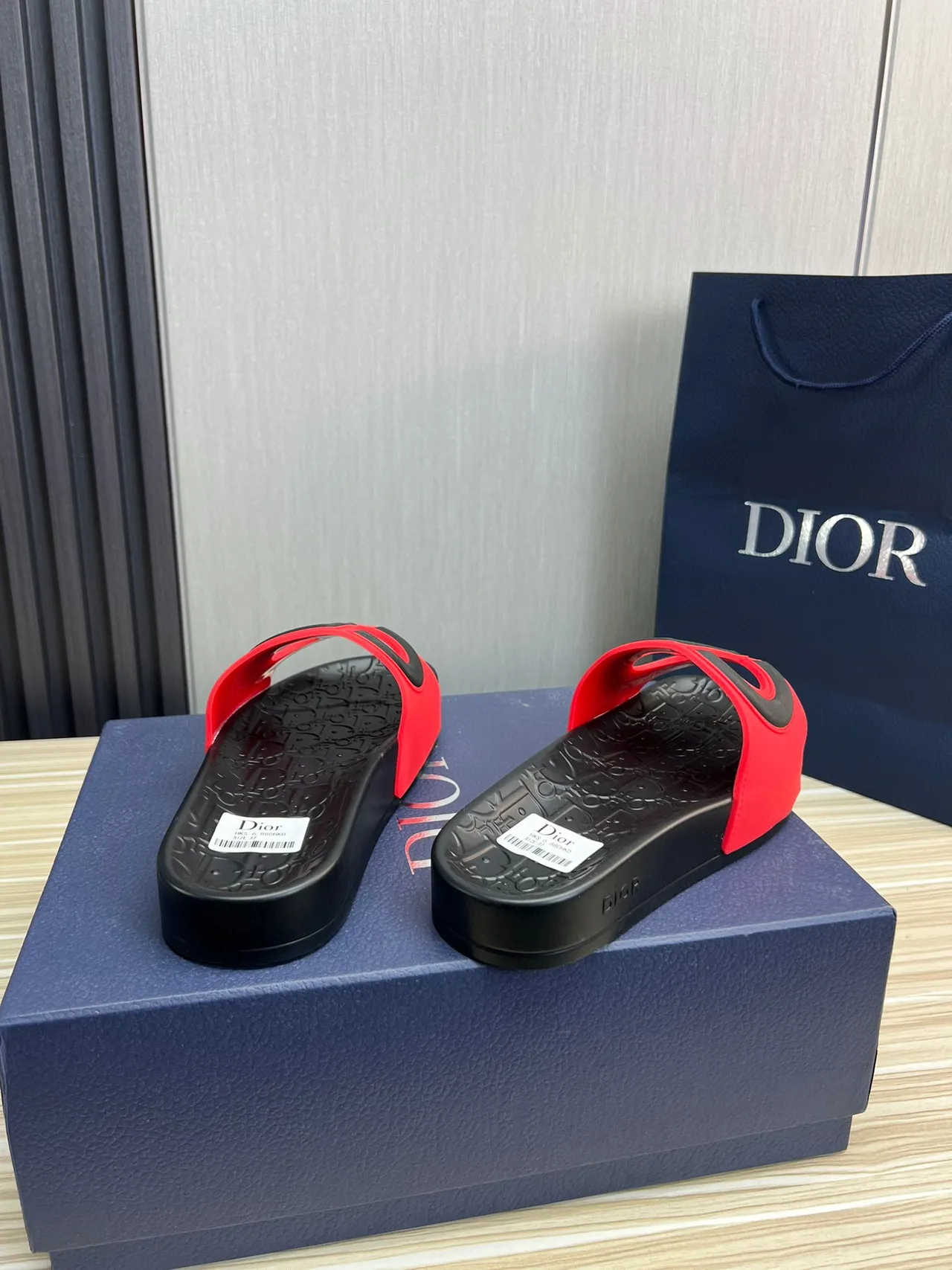 Dior B27 Slide Red and Black Slippers 7