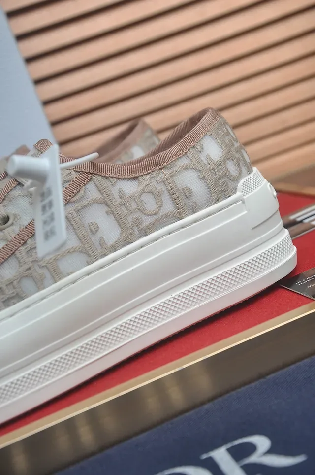 Dior Beige White Monogrammed Textile Upper Platform Sole Lifestyle Sneakers 2