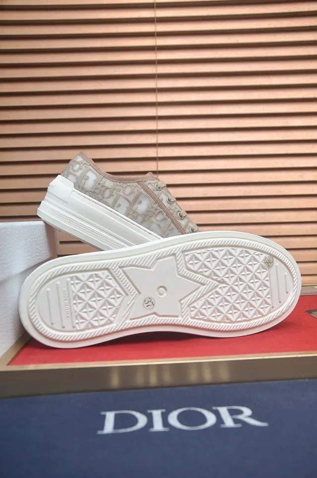 Dior Beige White Monogrammed Textile Upper Platform Sole Lifestyle Sneakers 3