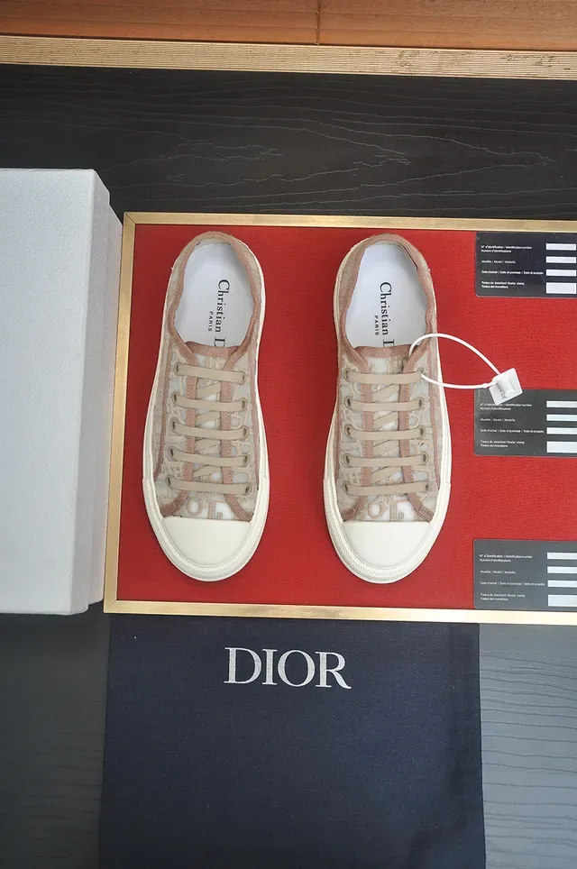 Dior Beige White Monogrammed Textile Upper Platform Sole Lifestyle Sneakers 5