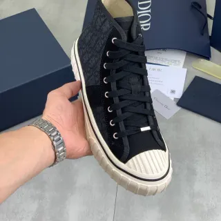 Dior Black Beige High-Top Jacquard Upper Lifestyle Sneakers