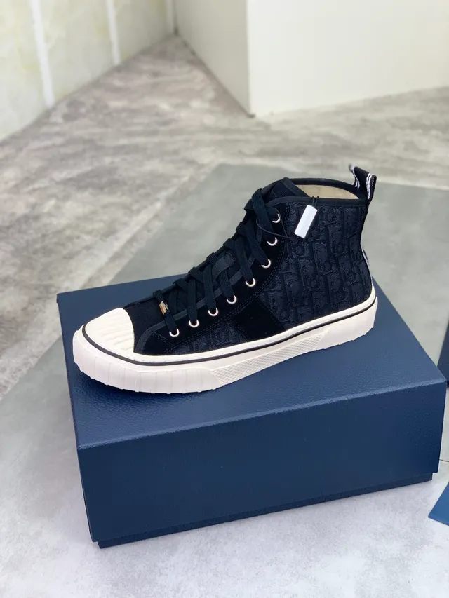 Dior Black Beige High-Top Jacquard Upper Lifestyle Sneakers 4