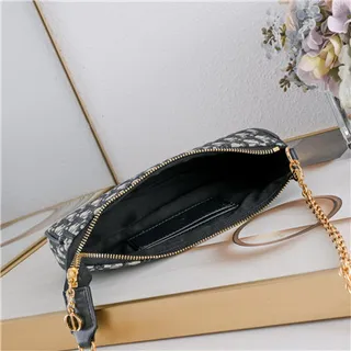 Dior Monogramme Noir Or Toile Sangle Chaîne Sac 2