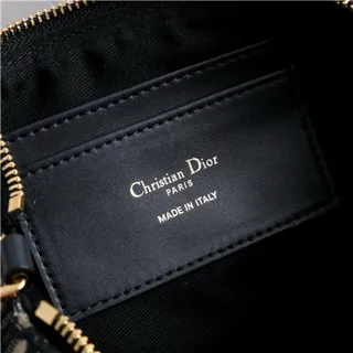 Dior Monogramme Noir Or Toile Sangle Chaîne Sac 3
