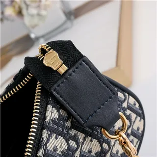 Dior Monogramme Noir Or Toile Sangle Chaîne Sac 5