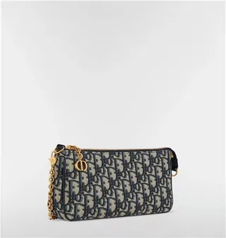 Dior Monogramme Noir Or Toile Sangle Chaîne Sac 11
