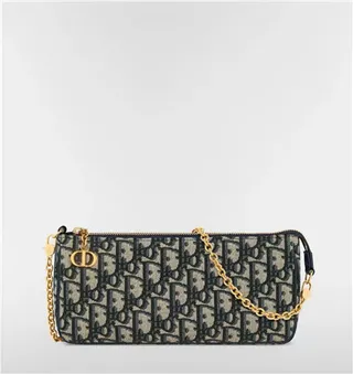 Dior Monogramme Noir Or Toile Sangle Chaîne Sac 12