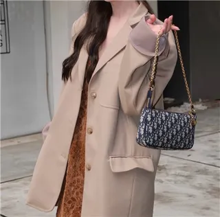 Dior Monogramme Noir Or Toile Sangle Chaîne Sac 15