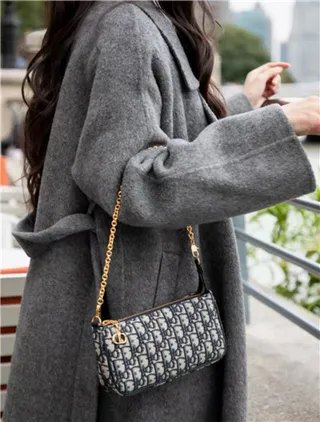 Dior Monogramme Noir Or Toile Sangle Chaîne Sac 17