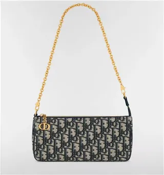 Dior Monogramme Noir Or Toile Sangle Chaîne Sac 19
