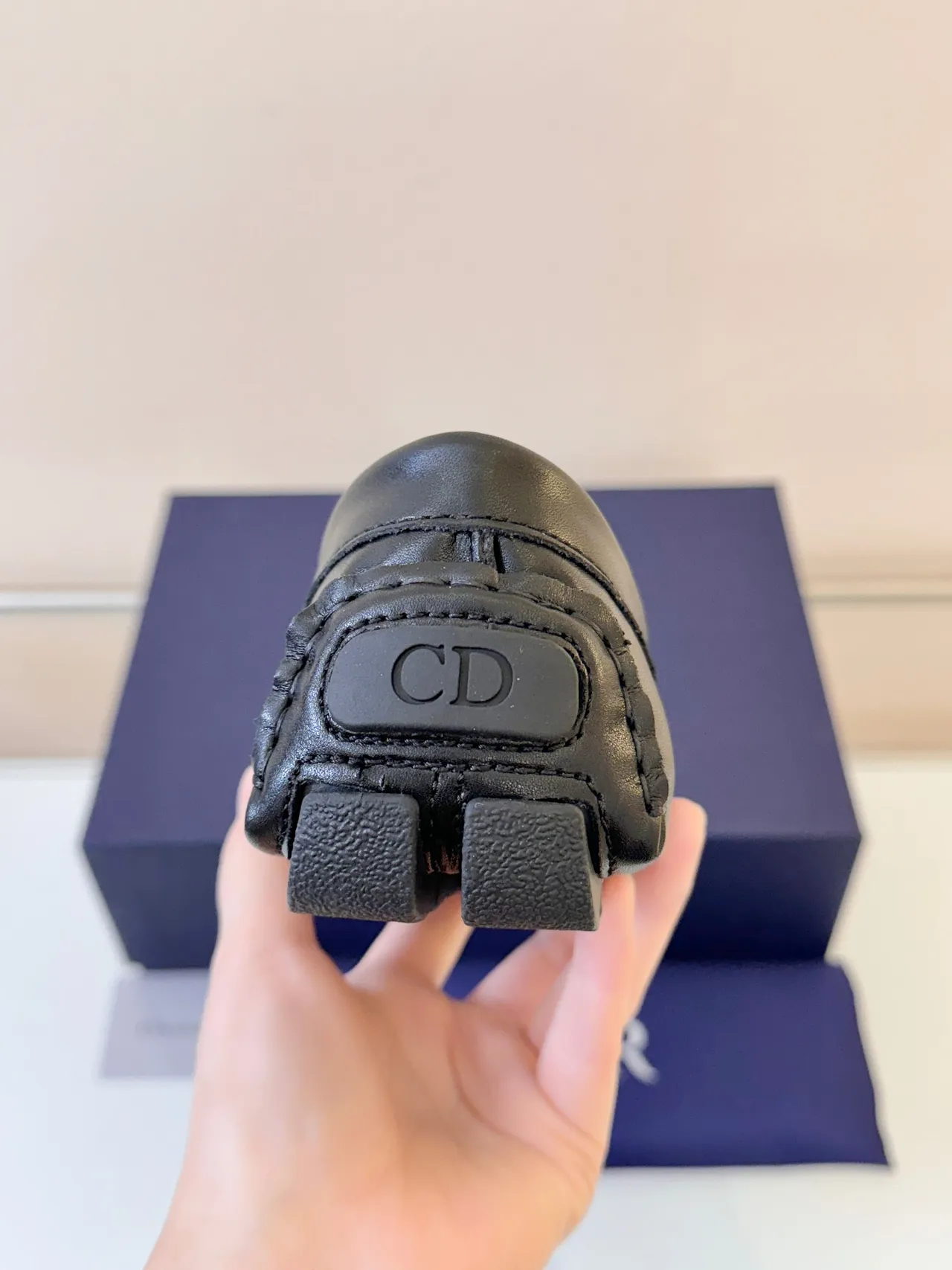 Dior Black Leather Moc-Toe Stitching Loafer 4