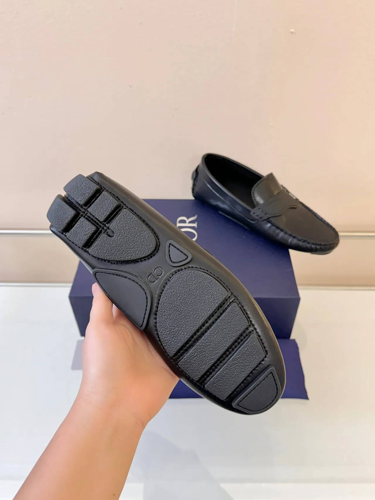 Dior Black Leather Moc-Toe Stitching Loafer 5