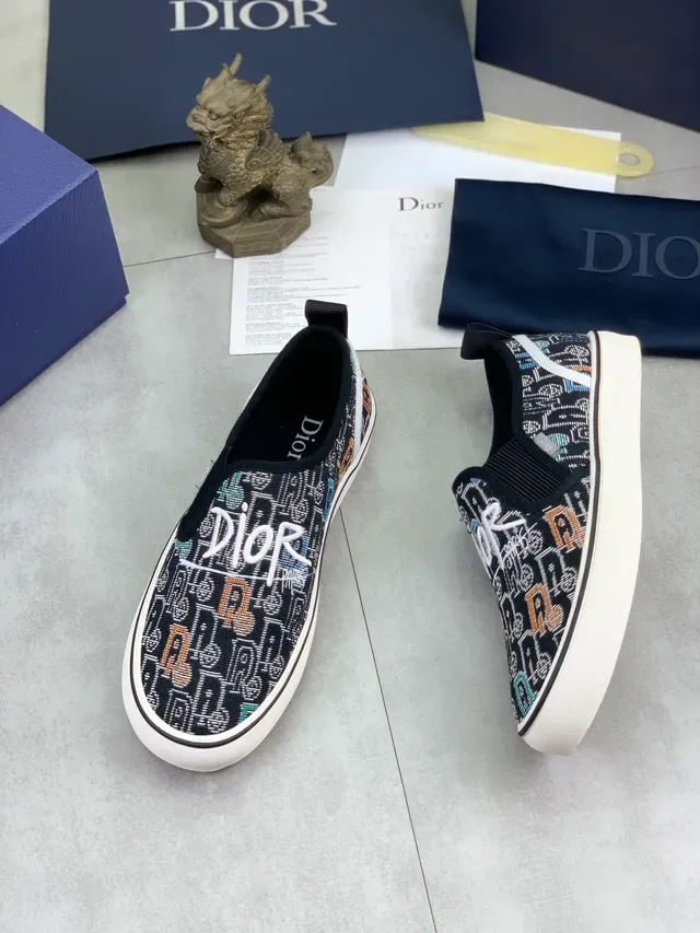 Dior Black Multicolor Slip-On Graphic Jacquard Upper Lifestyle Sneakers 5