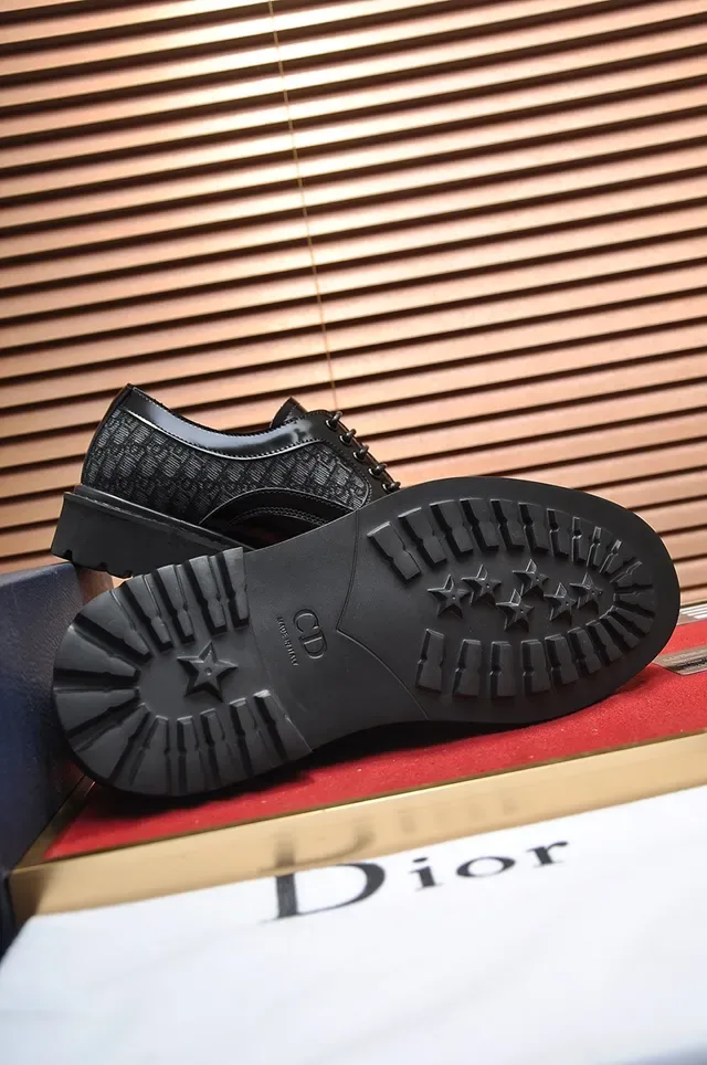 Dior Black Patent Leather Jacquard Oblique Panel Oxford Shoes 3