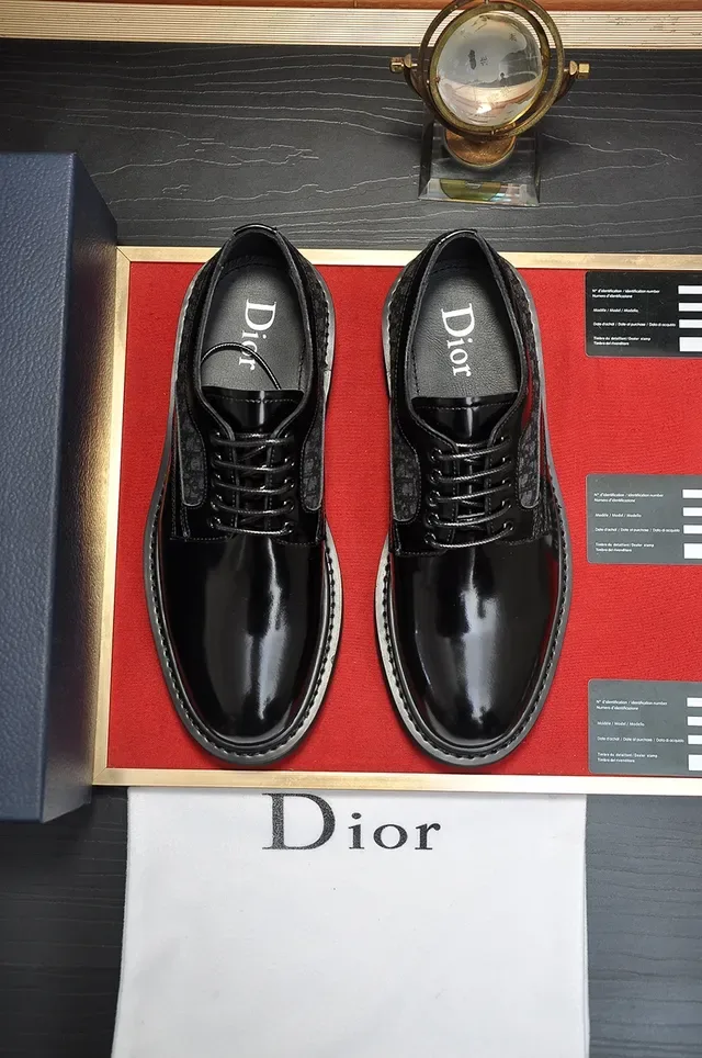 Dior Black Patent Leather Jacquard Oblique Panel Oxford Shoes 5