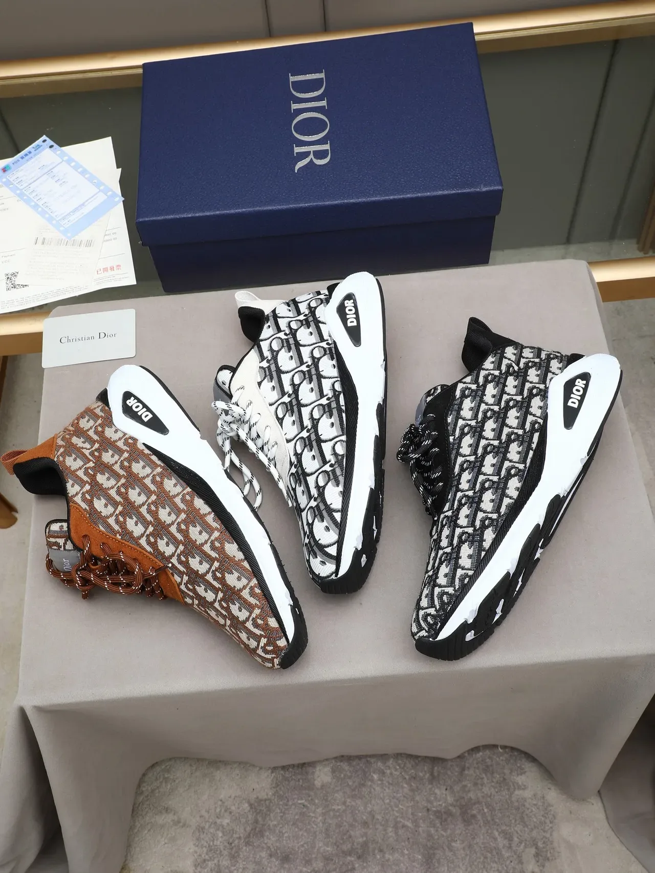 Dior Noir et Blanc Monogram Jacquard Dessus Semelle intermédiaire sculptée Sneakers lifestyle 2