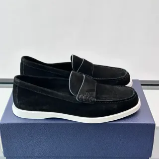 Dior Black White Suede Upper Contrast Sole Loafer