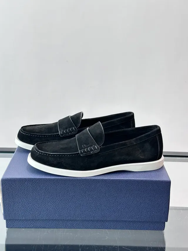 Dior काला सफेद सुड अपर कॉन्ट्रास्ट सोल लोफर 5