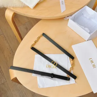 Dior Bobby কালো সোনা মসৃণ CD Buckle চামড়ার বেল্ট