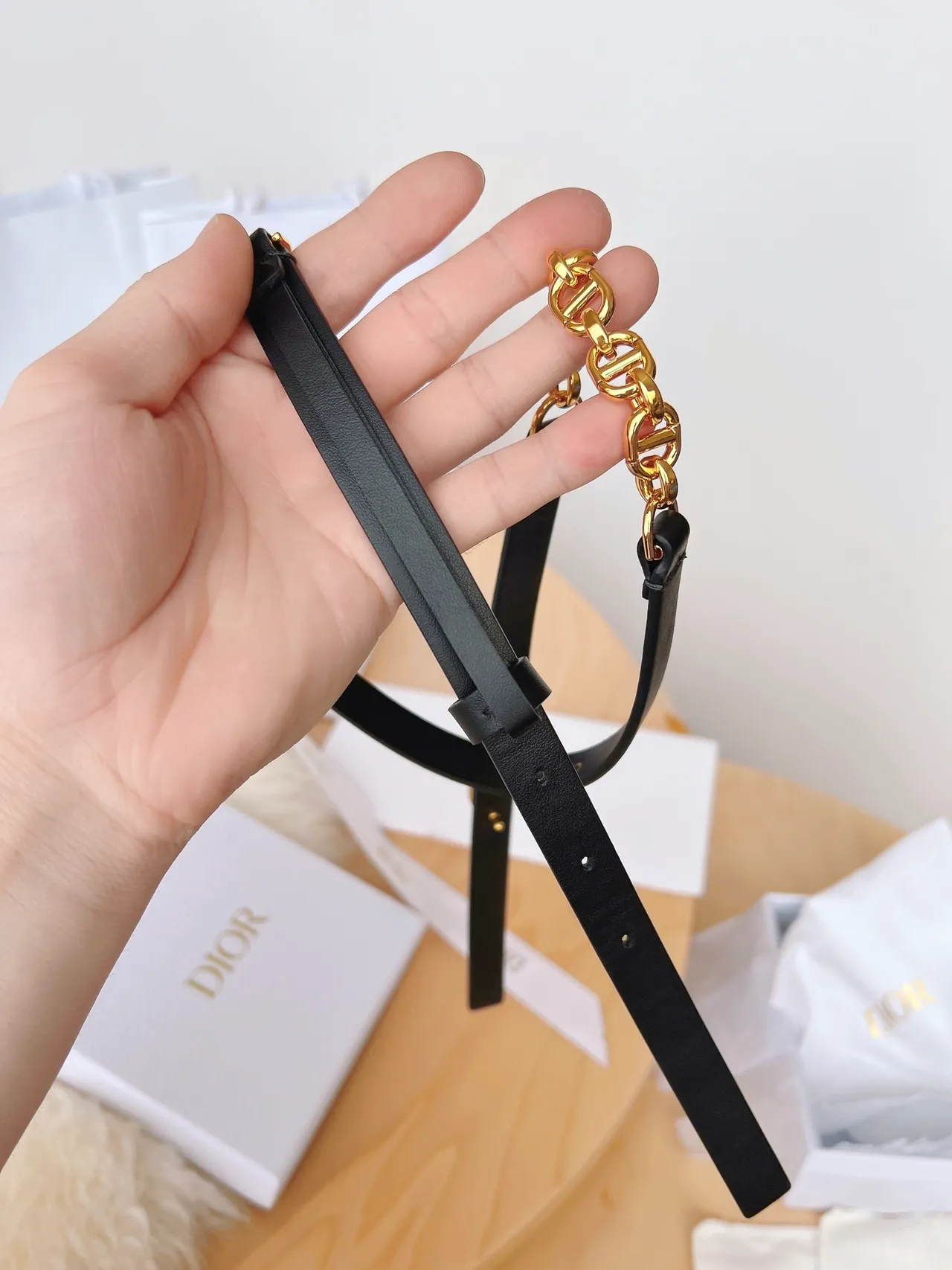 Dior Bobby Black Gold Smooth CD Buckle Leather Belt 2