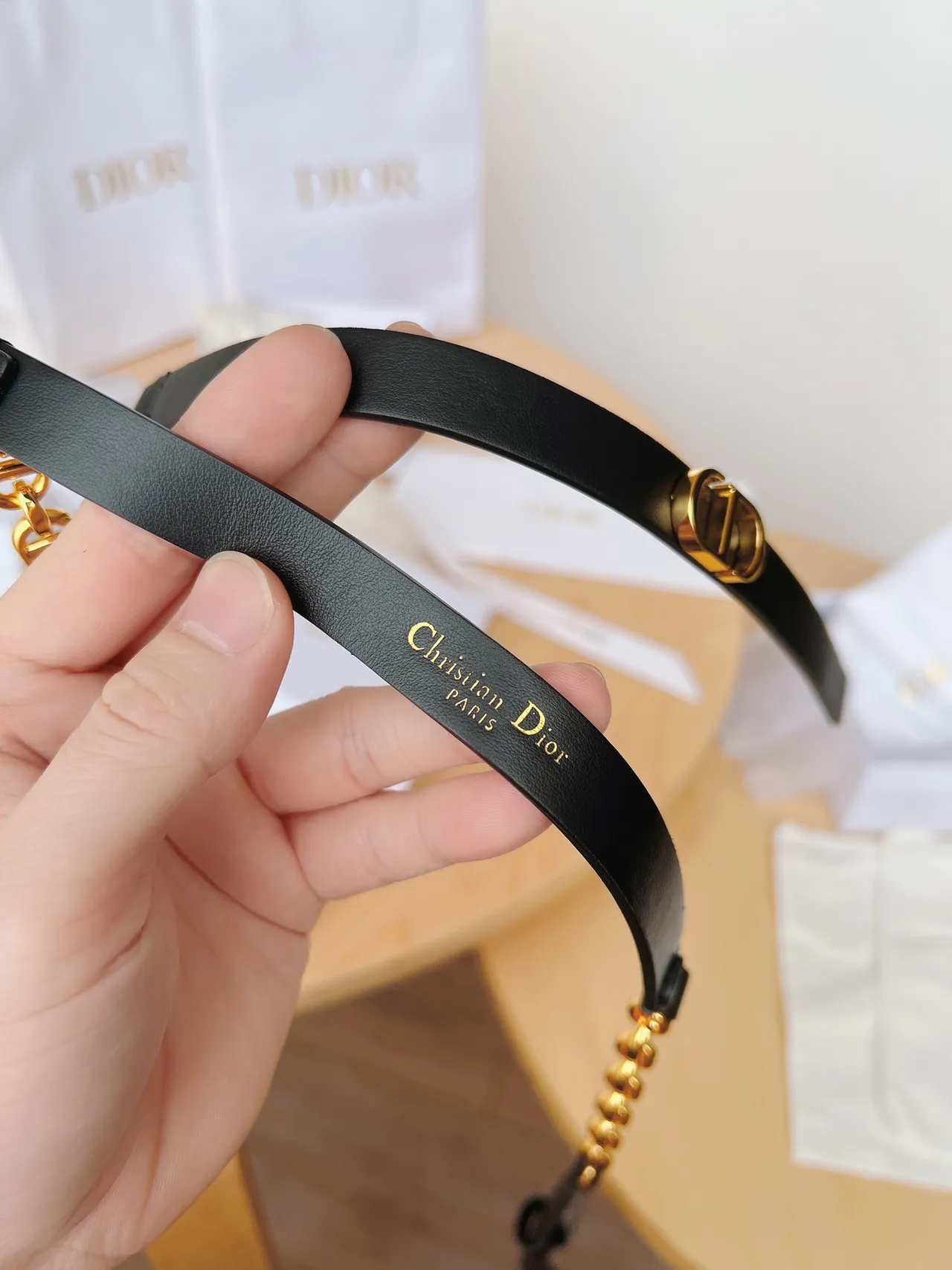 Dior Bobby Black Gold Smooth CD Buckle Leather Belt 5