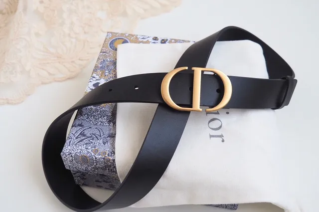 Dior CD Belt Black Gold Matte Monogram Buckle Leather Belt 7