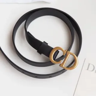 Dior CD Belt Black Gold Slim-Profile Smooth Leather Belt