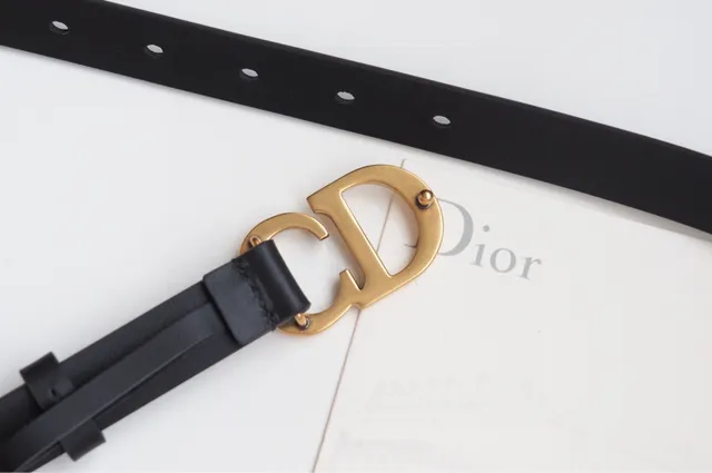 Dior CD Belt Black Gold Slim-Profile Smooth Leather Belt 4
