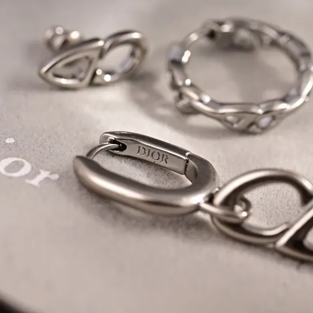 Dior CD Motif Silver Chain Necklace 6