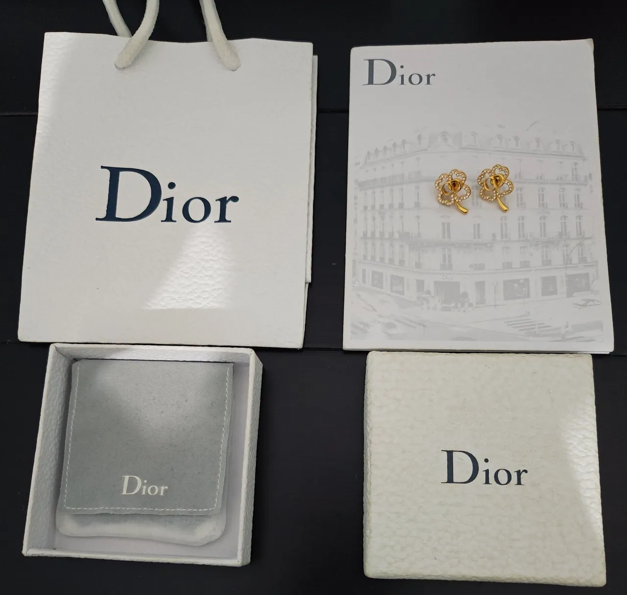 Dior Clover-Shaped Pavé-Crystal Gold-Tone Earrings 3