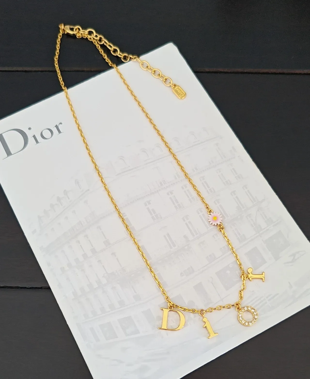 Dior Gold Chain Alphabet Letter Charms Necklace 2
