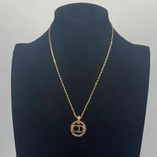 Collier Pendentif Dior Chaîne Or Rose Circular Pavé-Stone